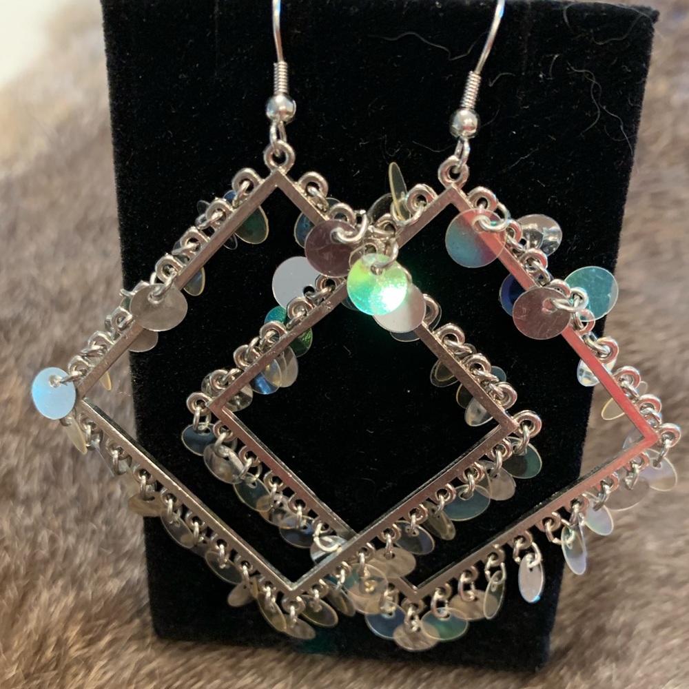 Iridescent Silver-tone earrings
